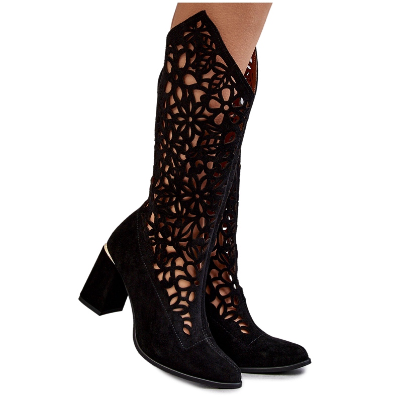 Lewski Shoes Mocka Openwork Boots Leewski Skor 3234 Svart 4