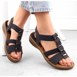 Slip-on sandaler för kvinnor med elastiska band, marinblå eVento 4940 1