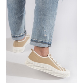 Mörkbeige damsneakers på plattformen 2
