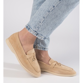 Mockasiner i beige mocka för kvinnor 2