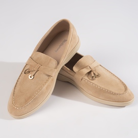 Mockasiner i beige mocka för kvinnor 1