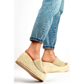 Espadrilleflip-flops på hög kil med guldtråd gyllene 2