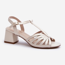 Högklackade damsandaler Sergio Leone SK880 Pearl vit 1