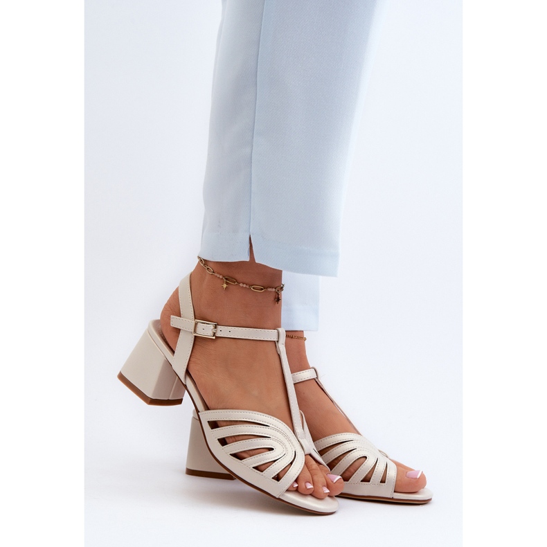 Högklackade damsandaler Sergio Leone SK880 Pearl vit 2