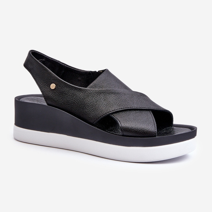 Zazoo 40256 Läder Wedge Sandaler, Svarta 2