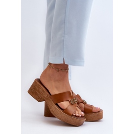 Zazoo 40412 eleganta flip-flops för kvinnor med gulddekor, brun 2