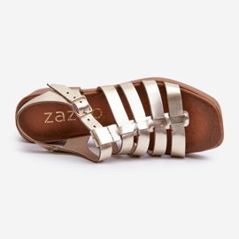 Zazoo 40410 lädersandaler för kvinnor guld gyllene 7