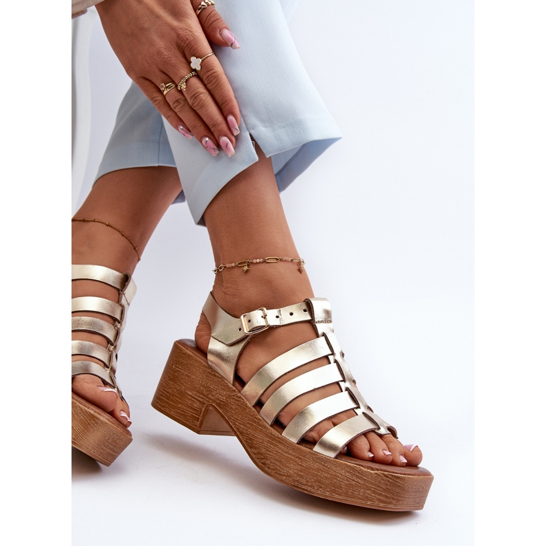 Zazoo 40410 lädersandaler för kvinnor guld gyllene 1