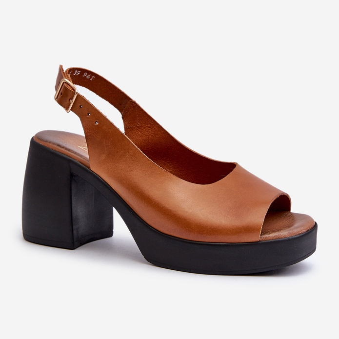 Zazoo 40376 bruna lädersandaler med massiva höga klackar 1