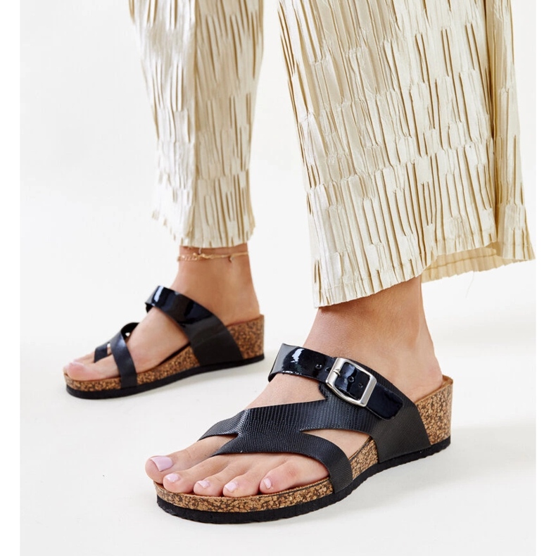 Svarta metalliska kilmulor Donata 1