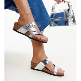Silver metallic wedge mules Donata 1