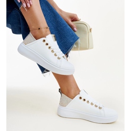 Vita och beige sneakers med zirkoner Antonietta 1