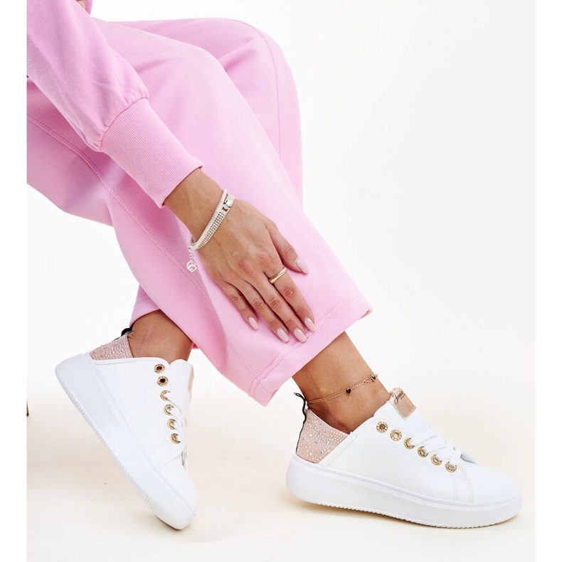 Vita och rosa Antonietta sneakers med strass 1