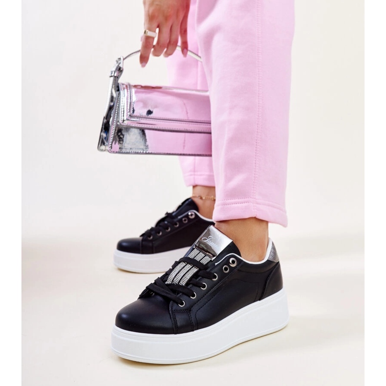 Svarta och silver sneakers med Maurizia strass 1