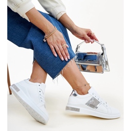 Vita och silver Giulia sneakers med cubic zirconia 1