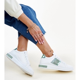 Vita och gröna Giulia sneakers med strass 1