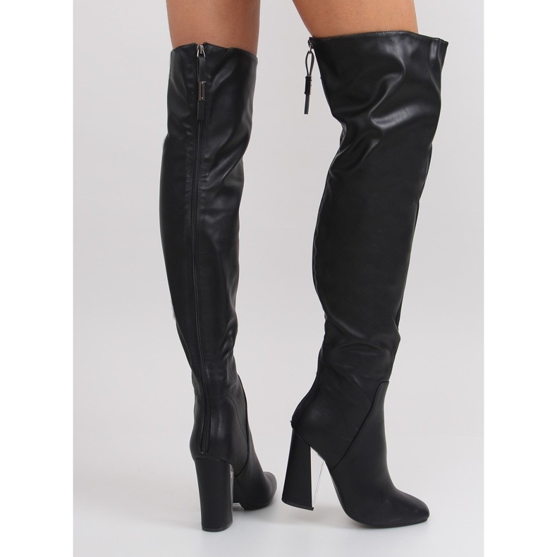 Over-the-knee boots med en exceptionell svart klack C75p svart 1