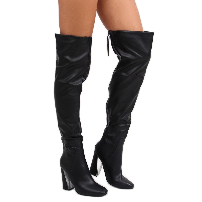 Over-the-knee boots med en exceptionell svart klack C75p svart 2