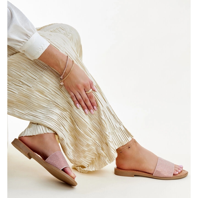 Rosa glänsande Anilsa flip-flops 1