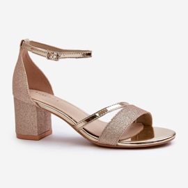 Vinceza Glittriga lågklackade sandaler för kvinnor, Golden Ploemis gyllene 2