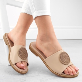 Beige damtofflor med zirkoner Filippo DP6217 1