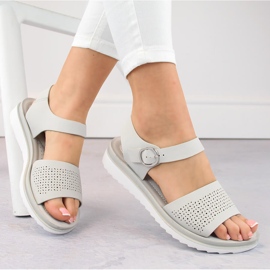 Grå genombrutna sandaler för kvinnor Sergio Leone SK082H 1