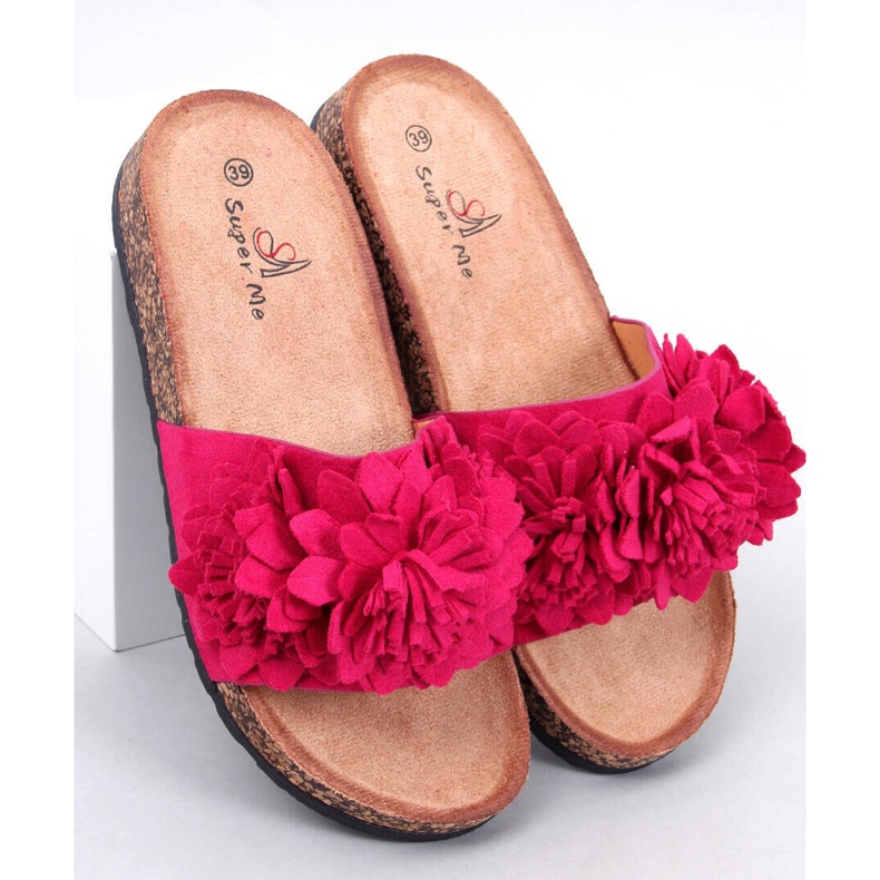 Korkflipflops med Sebill Fuchsia-blommor rosa 1