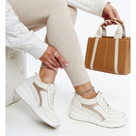 Beige Hermina wedge sneakers 1