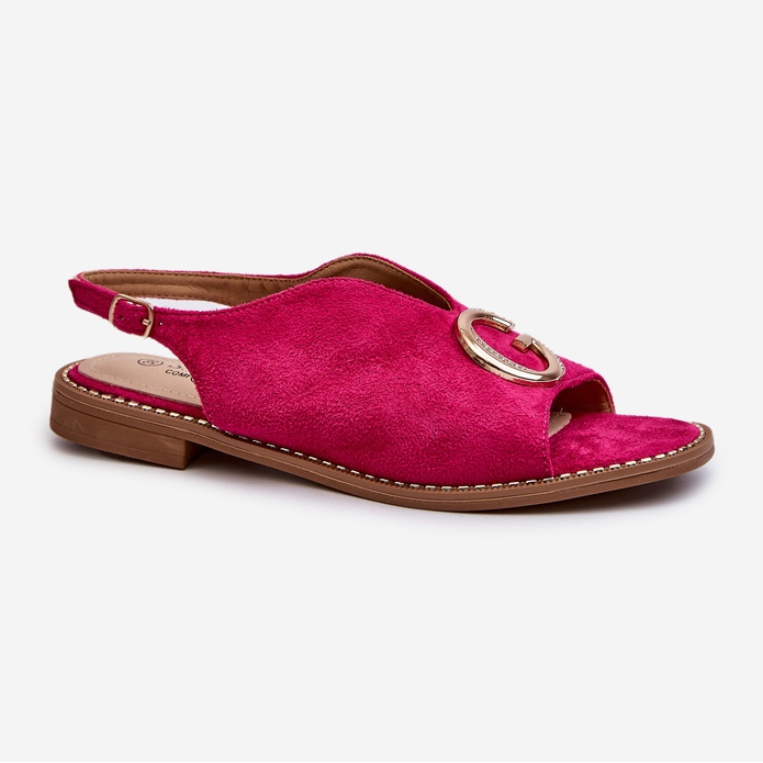 Eleganta damsandaler med dekoration Eco Mocka S.Barski KV27-058 Fuchsia rosa 1