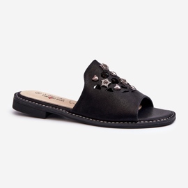 Blanka flip-flops för damer med dekorationer S.Barski KV27-063 Svart 1