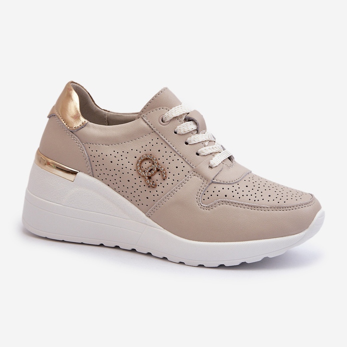 Sneakers i läder för kvinnor Beige S.Barski LR810 1