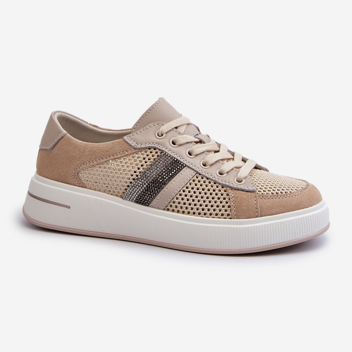 S.Barski D&amp;A Läder Sneakers för kvinnor LR110 Beige 1