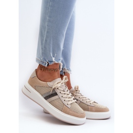 S.Barski D&amp;A Läder Sneakers för kvinnor LR110 Beige 2