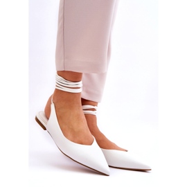 Sweet Shoes Knytna spetsiga ballerinor för kvinnor Vit Turriso 3