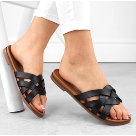 Svarta romerska flipflops för kvinnor från Sergio Leone SK076H 1