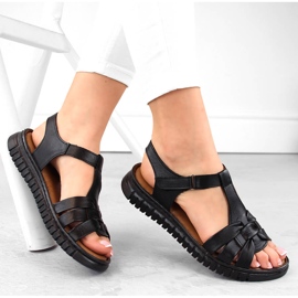 Skinnsandaler för kvinnor med kardborreband, svart Artiker 54C0812 1