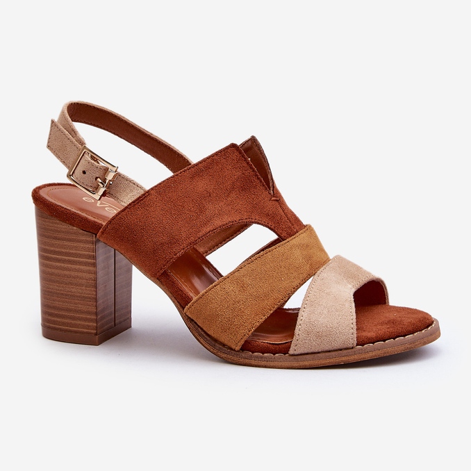Damsandaler gjorda av ekomocka med höga klackar, brun Qutima 1