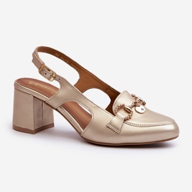 Lädersandaler på högklackat Maciejka 06419-25 Guld gyllene 1