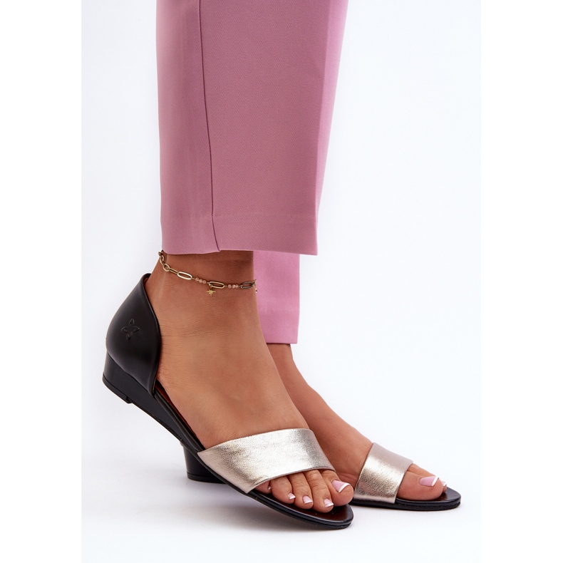 Lädersandaler Maciejka 1971-67 Svart och guld gyllene 2