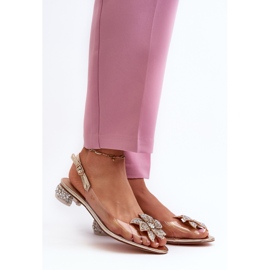 S.Barski Genomskinliga lågklackade sandaler med gulddekoration D&amp;A MR38-383 gyllene 2