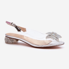 S.Barski Genomskinliga lågklackade sandaler med silverdekoration D&amp;A MR38-383 silver- 2