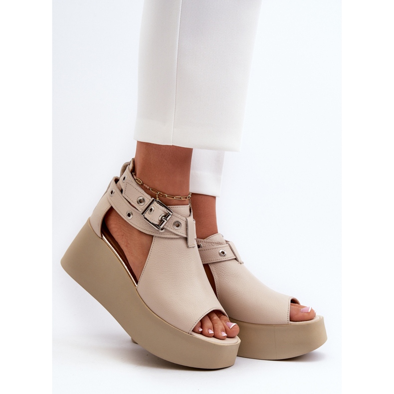 Zazoo 1732 lädersandaler, beige 2