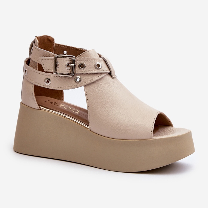 Zazoo 1732 lädersandaler, beige 1