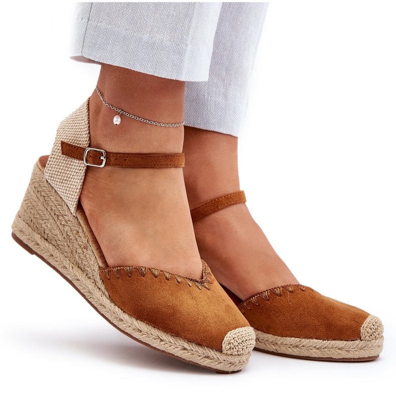 Joia Mocka Espadrillesandaler med kamelfläta brun 4