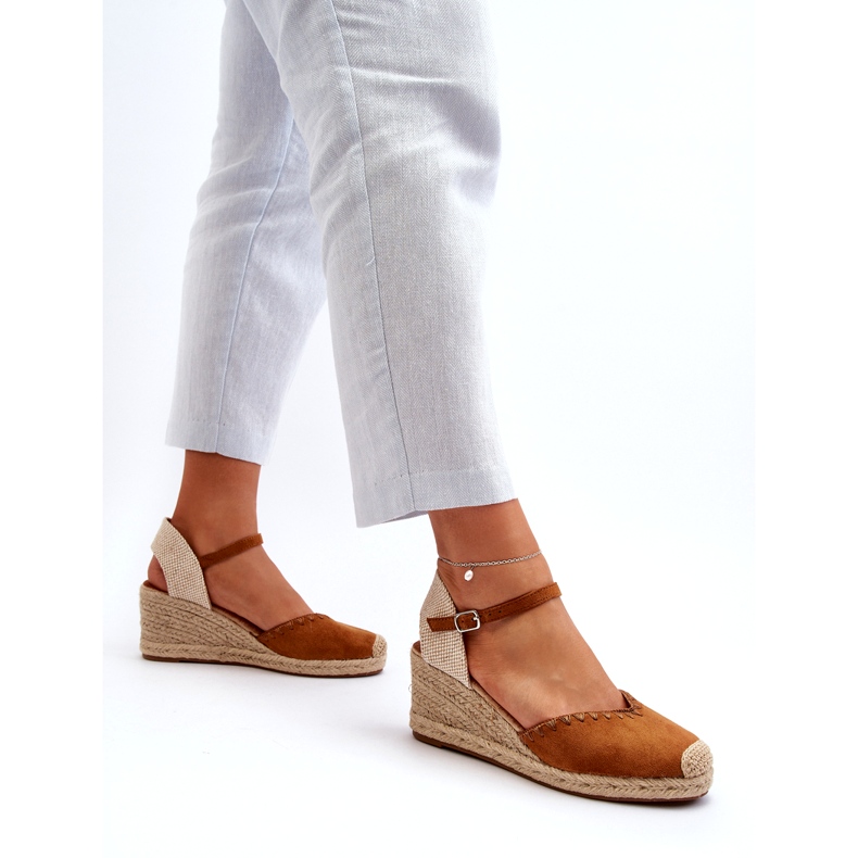 Joia Mocka Espadrillesandaler med kamelfläta brun 2