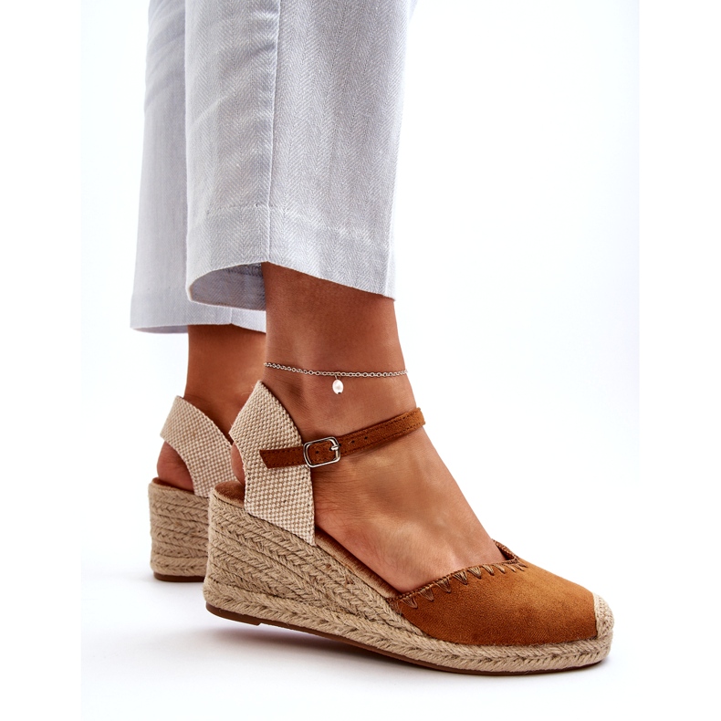 Joia Mocka Espadrillesandaler med kamelfläta brun 3