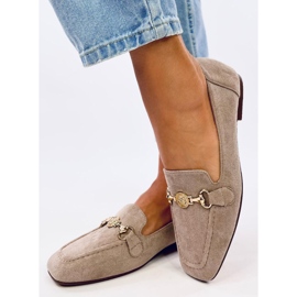 Rhona Khaki loafers med spänne för kvinnor beige 2