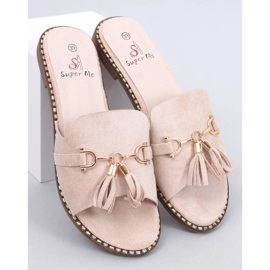 Lapierr Beige flipflops med fransar 1