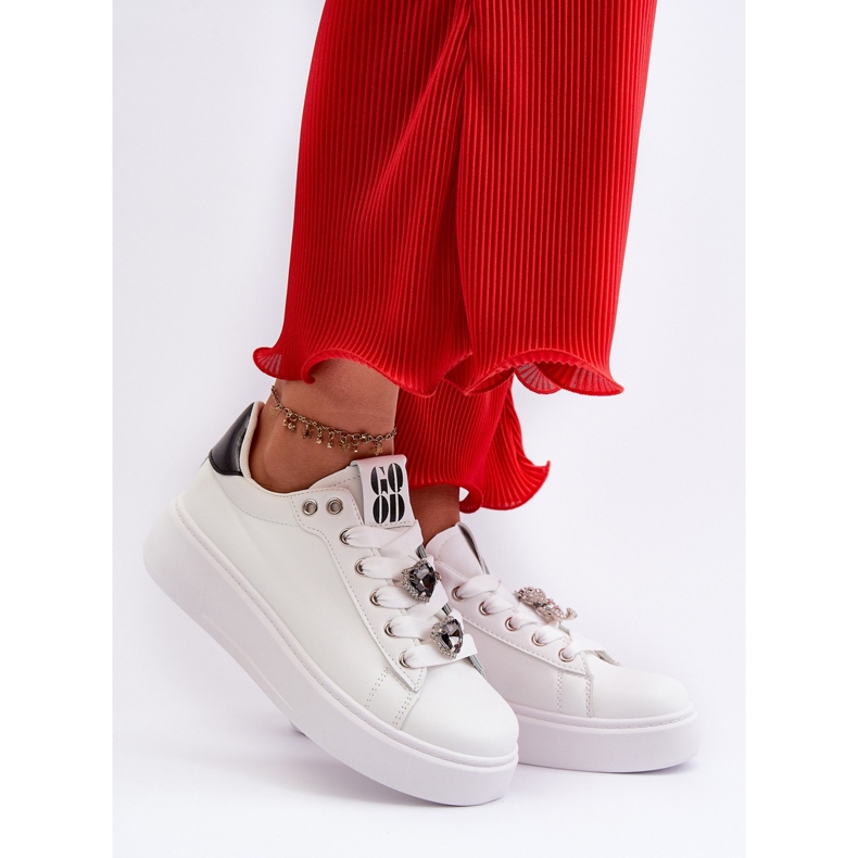 Sneakers för kvinnor med hjärtnålar, vit Azamia 2