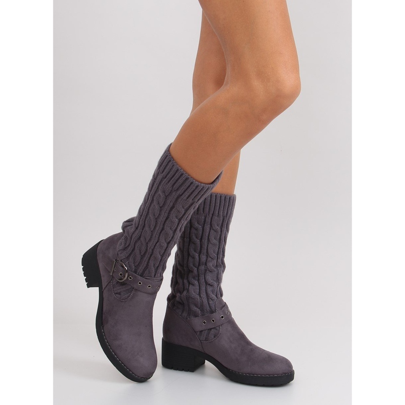 Höga stövlar med skaft NC109 grå 2